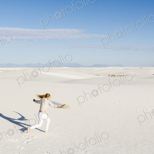 13 year old girl dancing in the dunes, White Sands Nat'l Monument, NM 13 year old girl dancing in the dunes, White Sands Nat'l Monument, NM