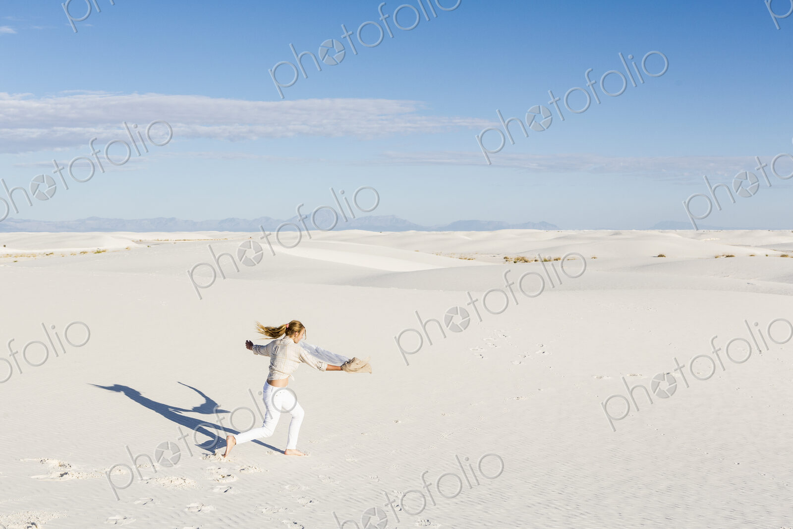 13 year old girl dancing in the dunes, White Sands Nat’l Monument, NM