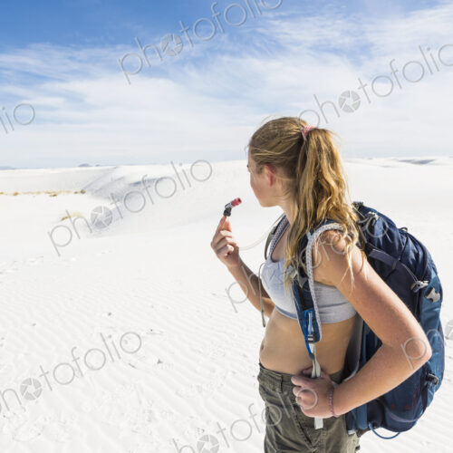 13 year old girl hiking in White Sands Nat'l Monument, NM 13 year old girl hiking in White Sands Nat'l Monument, NM