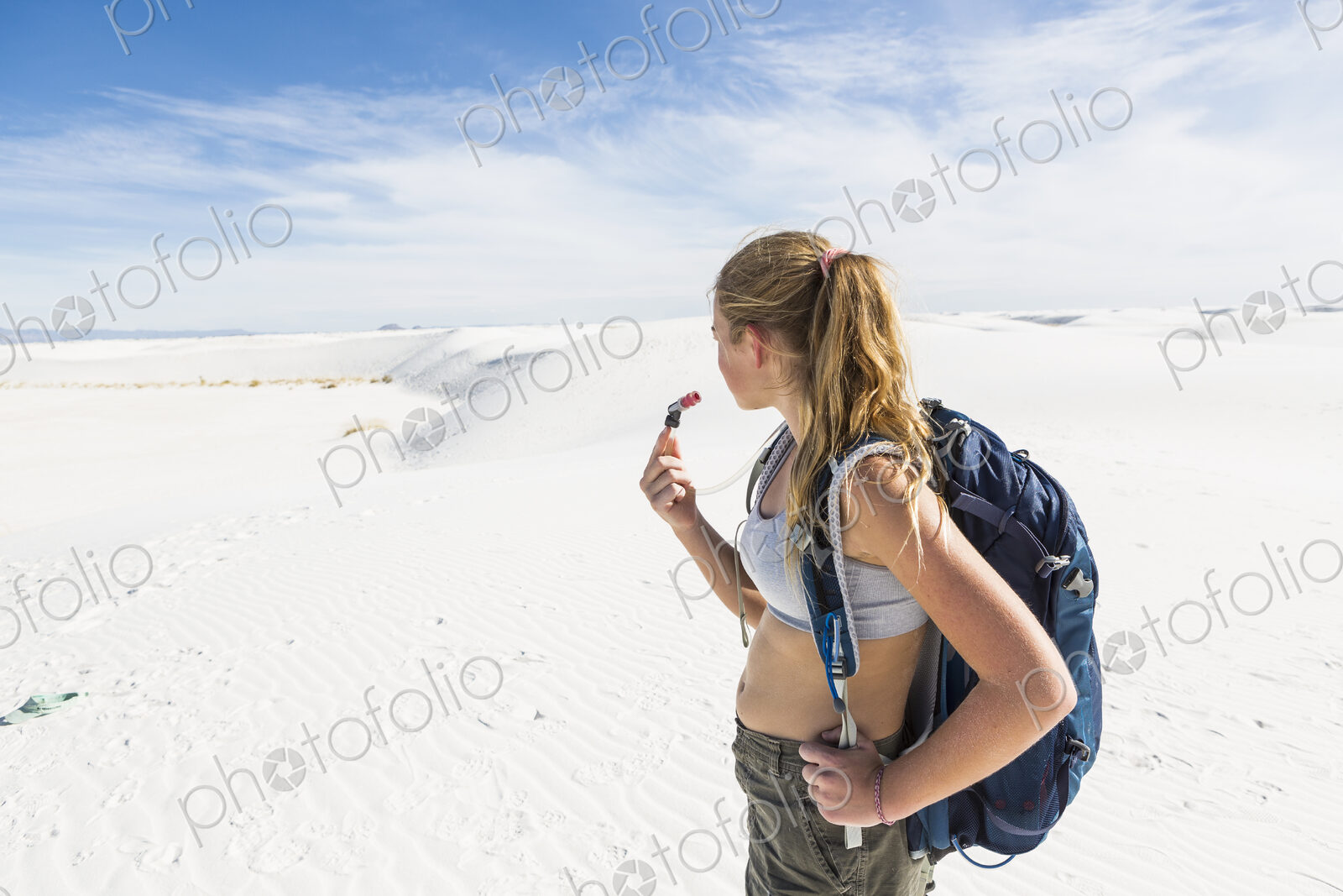 13 year old girl hiking in White Sands Nat’l Monument, NM