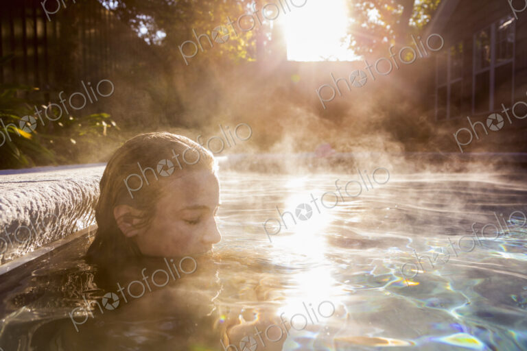 13 year old girl swimming in a pool
