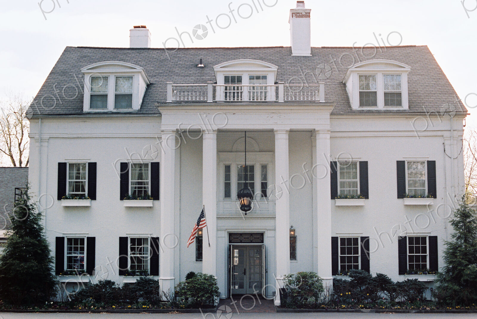 18th century mansion, facade and terraces, a luxury hotel.