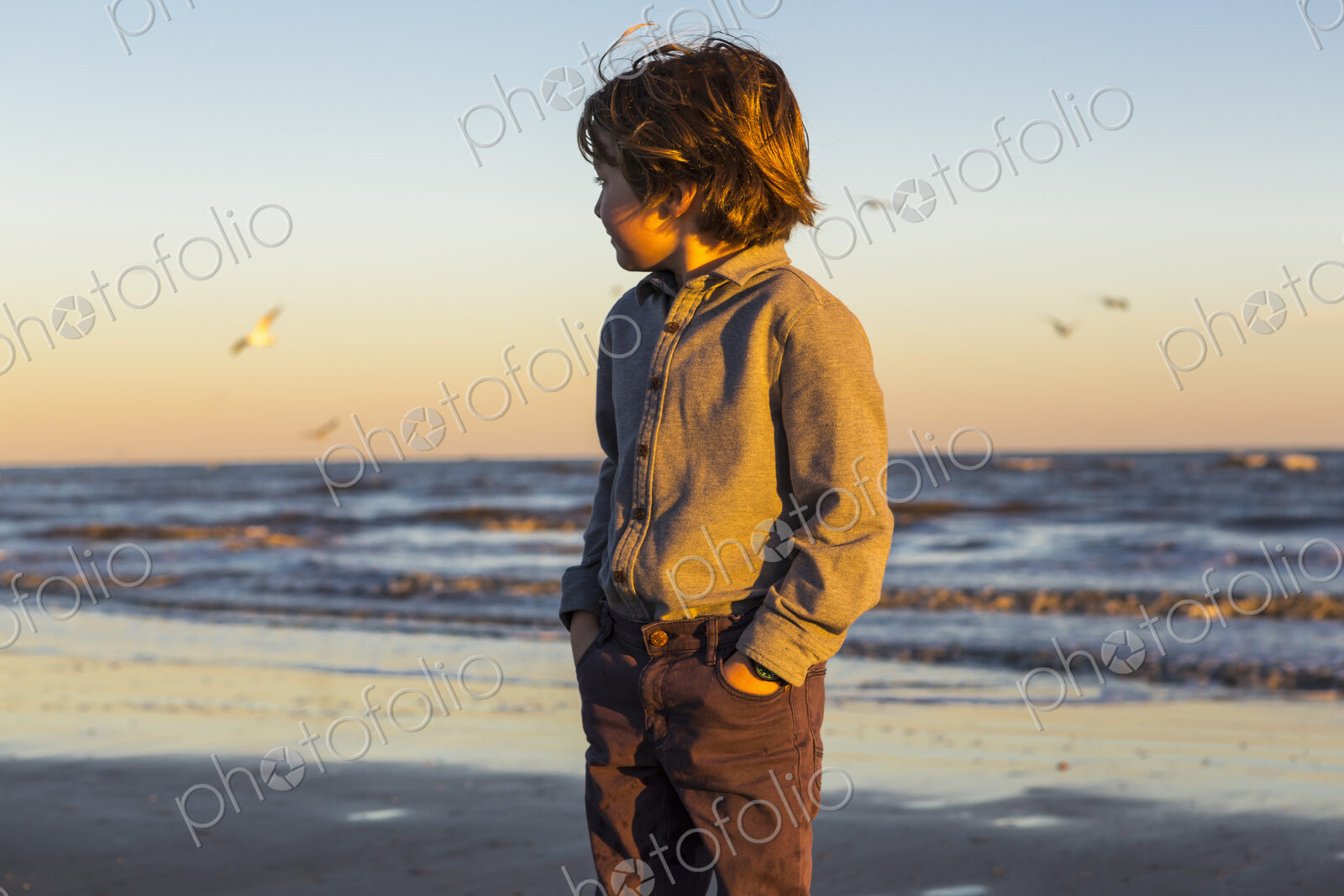 6 year old boy and seagulls, St. Simon’s Island, Georgia