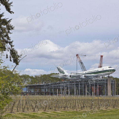 747 on a Building Roof