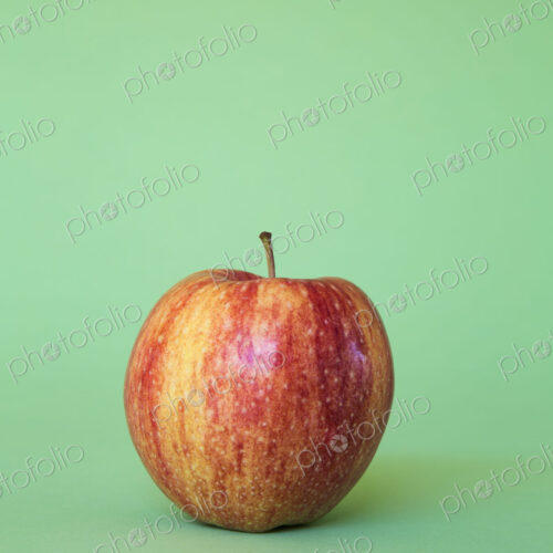 A Honey Crisp apple on a green background A Honey Crisp apple on a green background