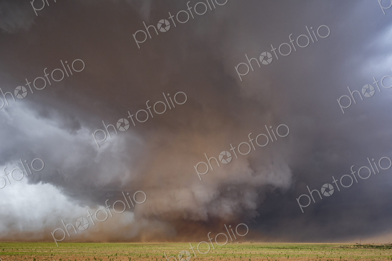 A Monster Wedge Tornado near Morton, clouds gathering in the sky above fields in a…