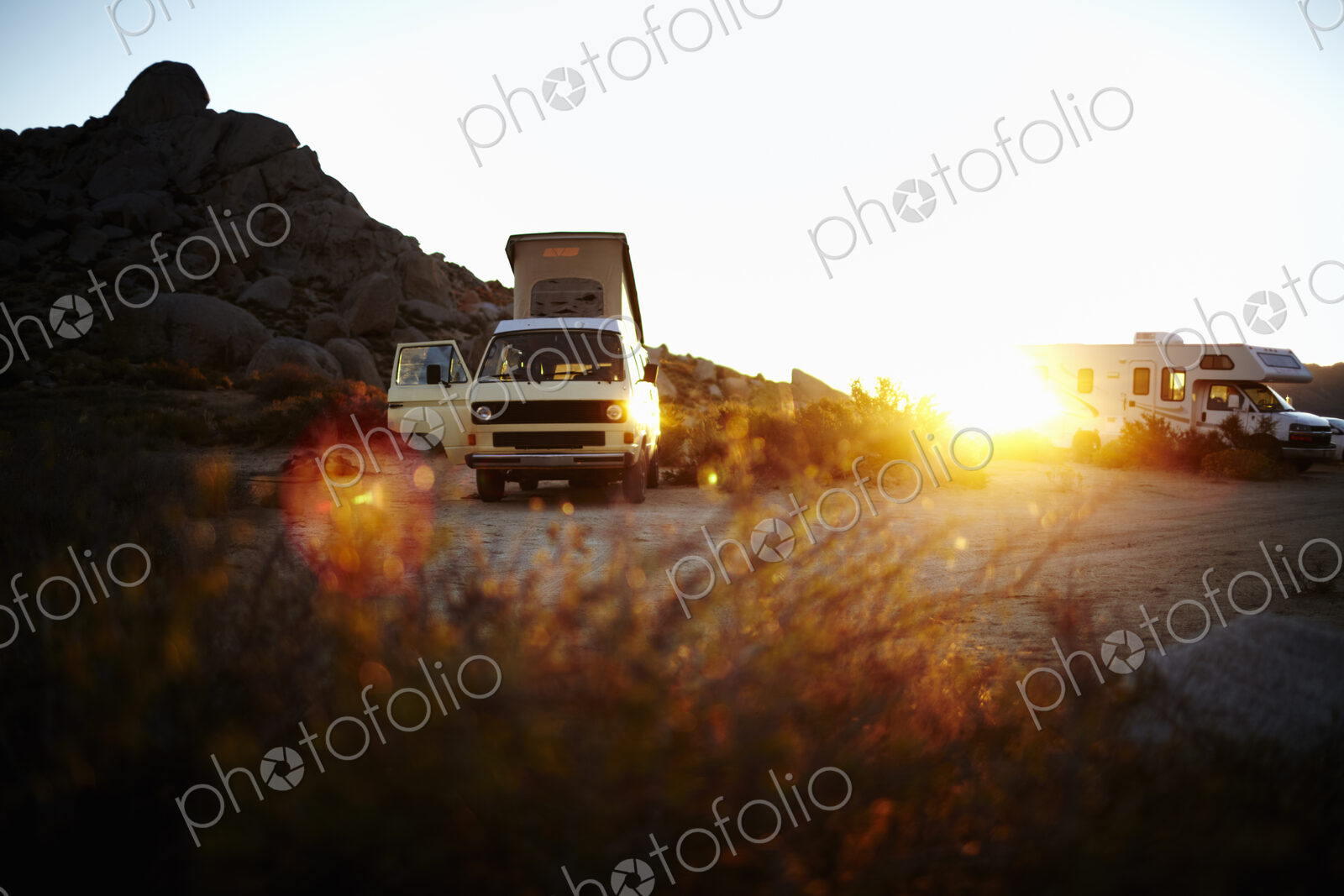 A camper van, a classic design, and an iconic travelling vehicle in Yosemite national…