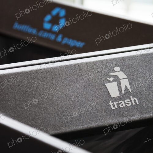 A closeup of recylcling bins for trash. A closeup of recylcling bins for trash.