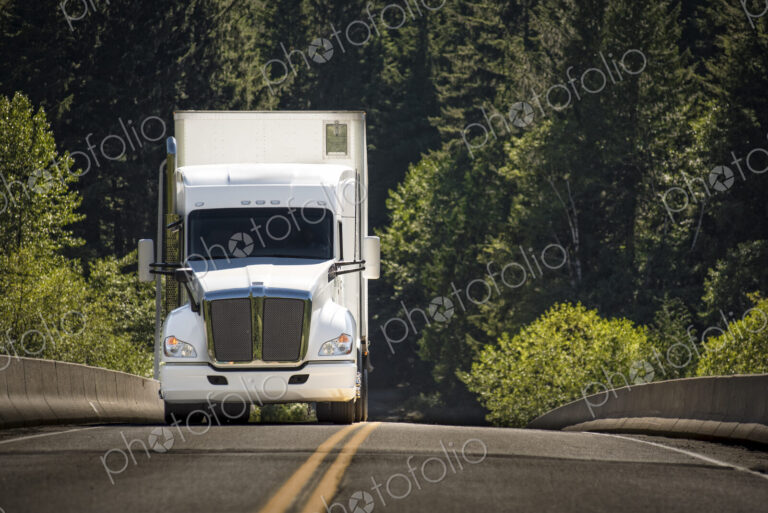 A commercial truck on the road.