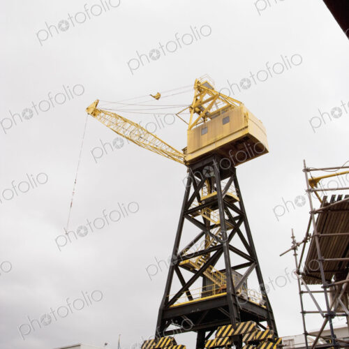 A crane at a dockyard for unloading cargo