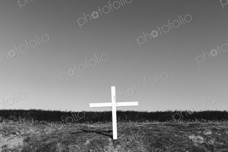 A cross on a hillside, a grave site in open country