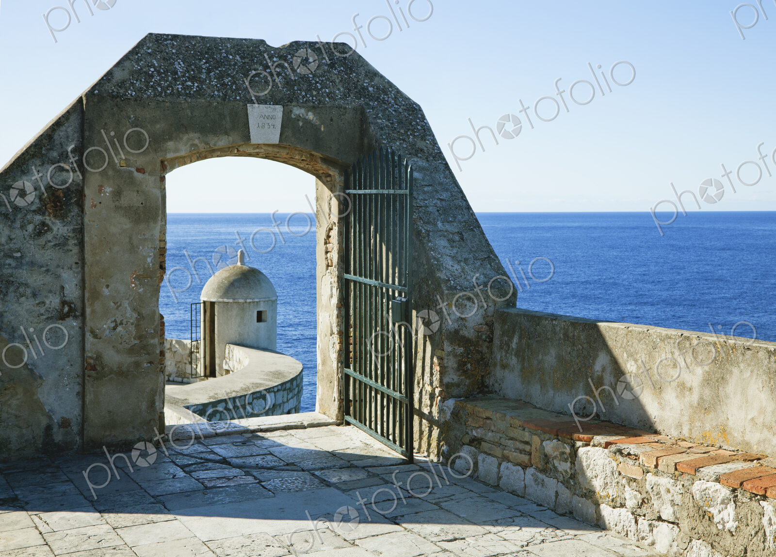 A gate leading to another portion of the old wall surrounding the city of Dubrovnik