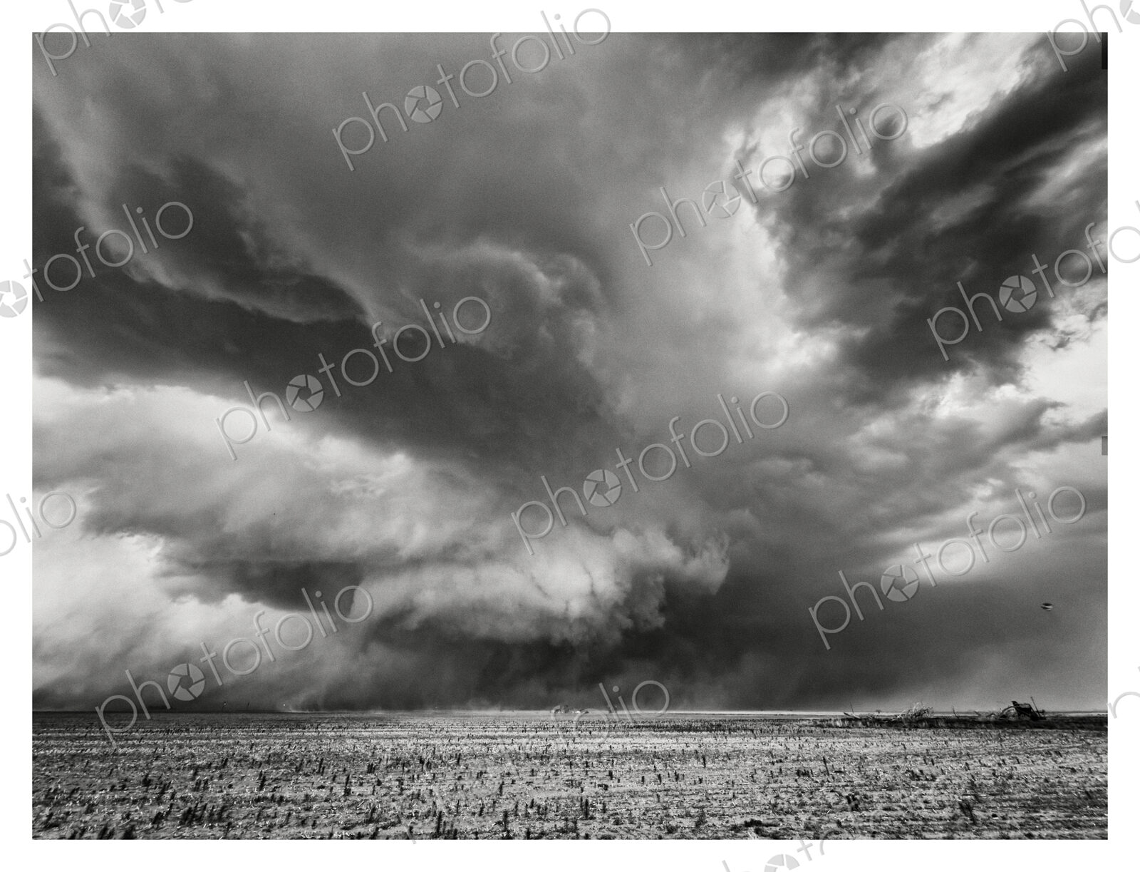 A gathering storm, threatening skies, shapes in the air, black and white image.