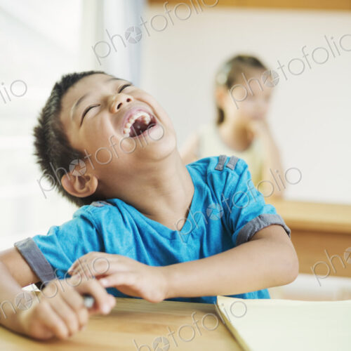 A group of children in school.