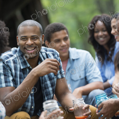 A group of men and women outdoors enjoying themselves. A group of men and women outdoors enjoying themselves.