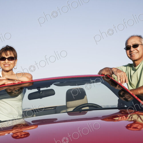 A hip senior Hispanic couple on a road trip in eastern Washington State, USA.