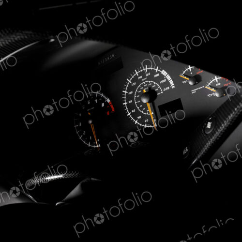 A luxury sports car speedometer