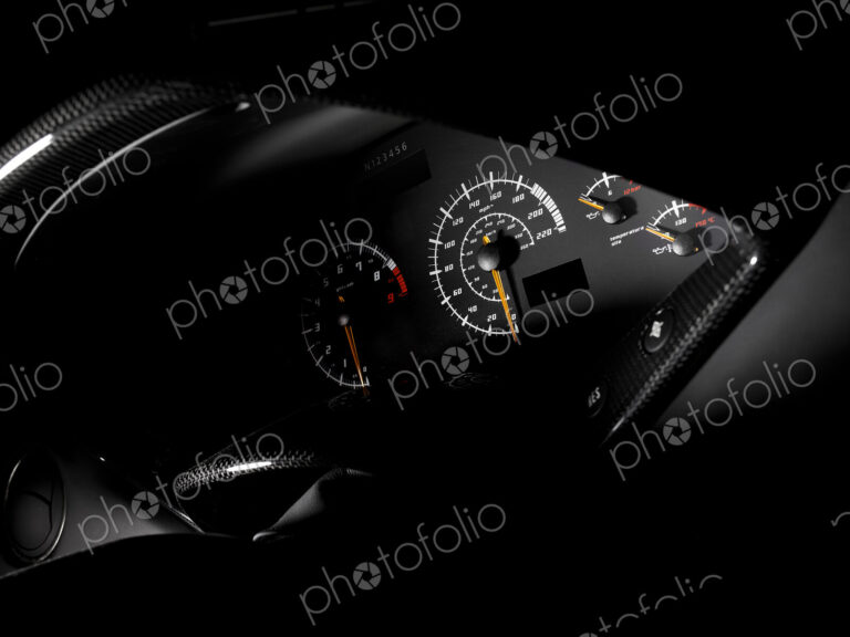 A luxury sports car speedometer
