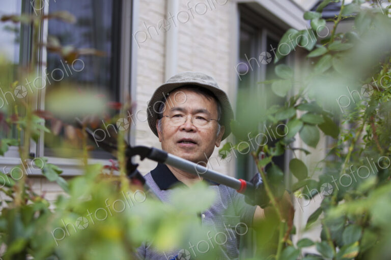 A man working in his garden.