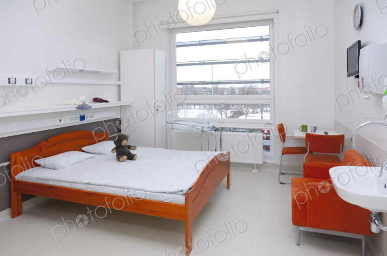 A patient room in a modern hospital.