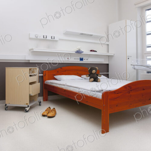 A patient room in a modern hospital. A patient room in a modern hospital.