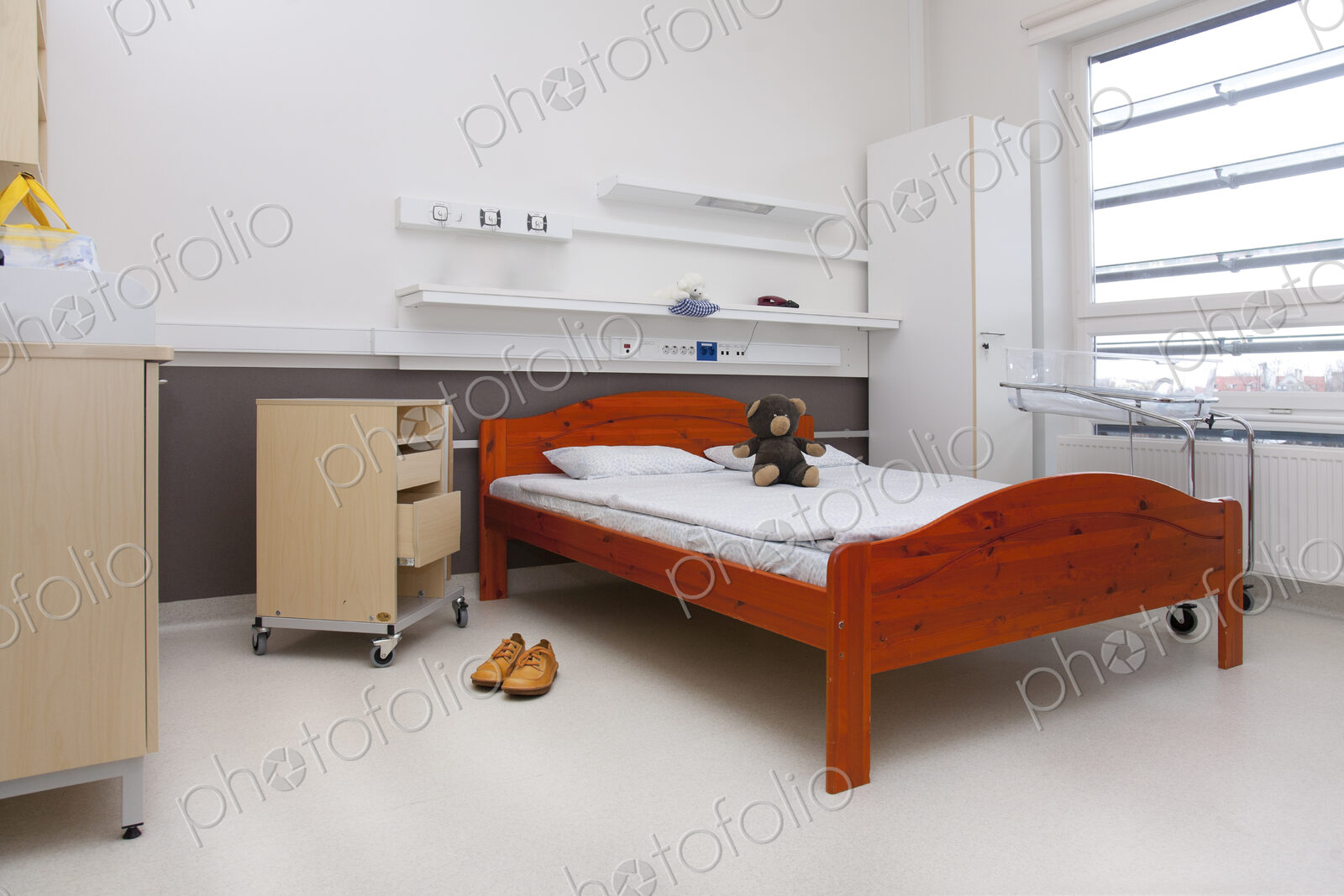 A patient room in a modern hospital.