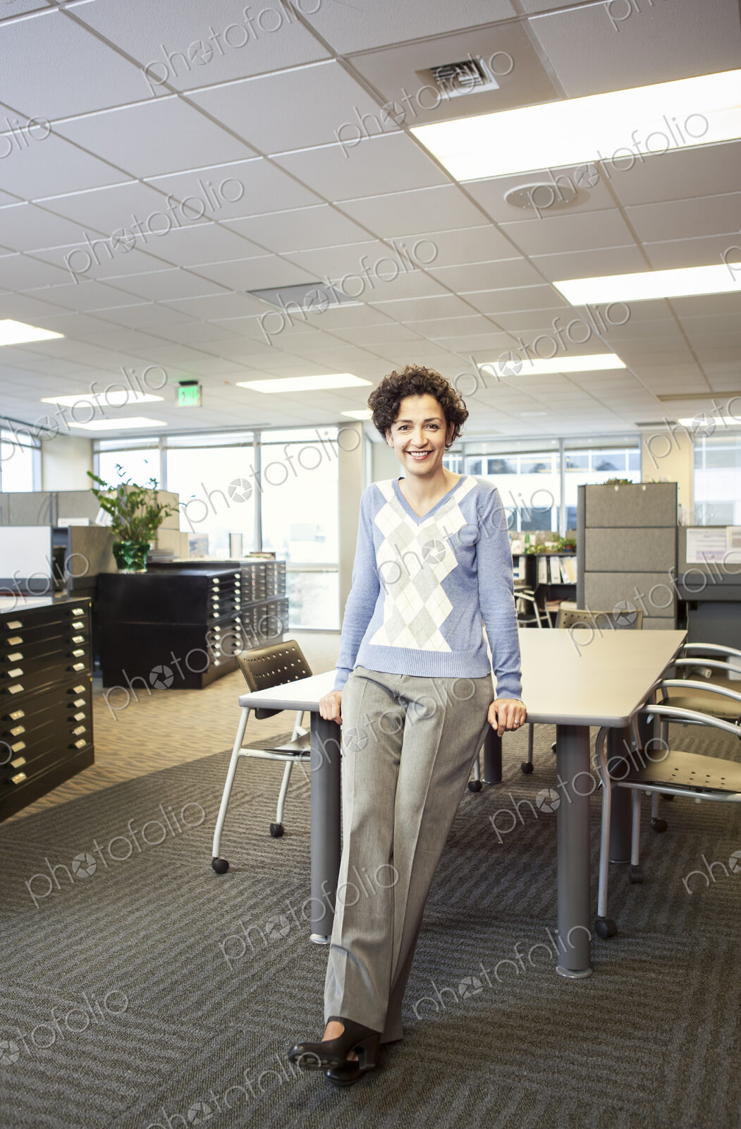 A portrait of a businesswoman in her office.