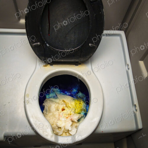 A public outhouse toilet, blocked with paper, Ryegrass Rest Area, Ellensburg, WA USA