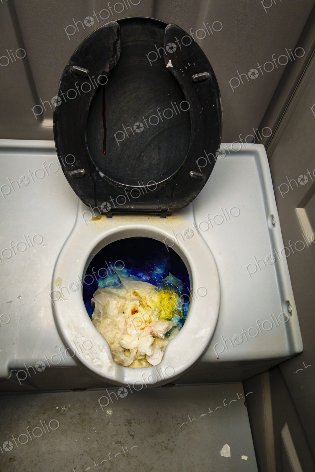 A public outhouse toilet, blocked with paper, Ryegrass Rest Area, Ellensburg, WA USA