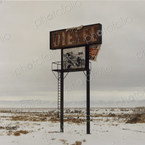 A sign in the desert landscape, Diesel, in the middle of nowhere.