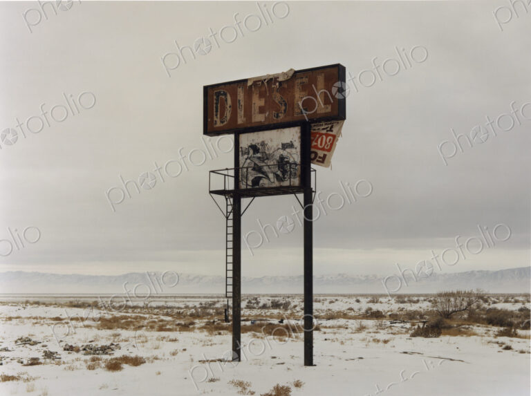 A sign in the desert landscape, Diesel, in the middle of nowhere.