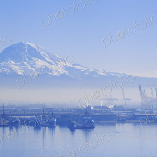 A view across Commencement Bay tideflats to Mount Rainier A view across Commencement Bay tideflats to Mount Rainier