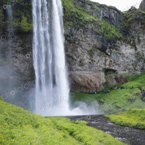 A waterfall cascade over a sheer cliff.