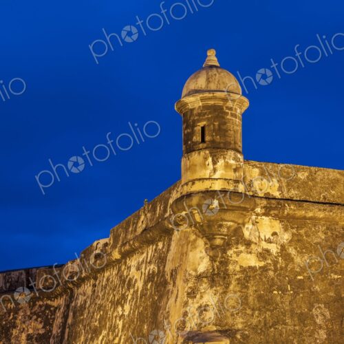 A well-preserved sentry box stands watch atop the fortified walls of Castillo San… A well-preserved sentry box stands watch atop the fortified walls of Castillo San…