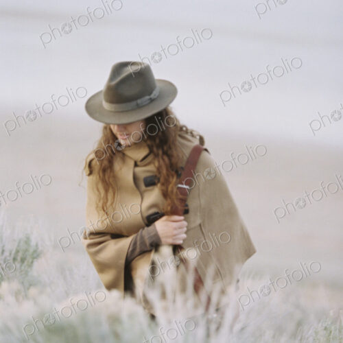 A woman walking across an open space