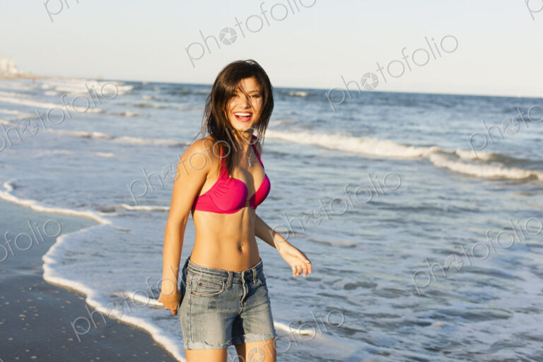 A young woman on the beach in Atlantic City, New Jersey