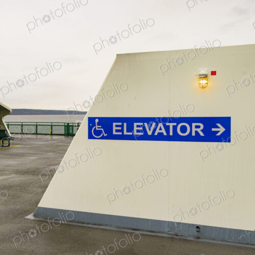 ADA sign for Elevator on upper deck, Puget Sound ferry crossing from Edmonds to… ADA sign for Elevator on upper deck, Puget Sound ferry crossing from Edmonds to…