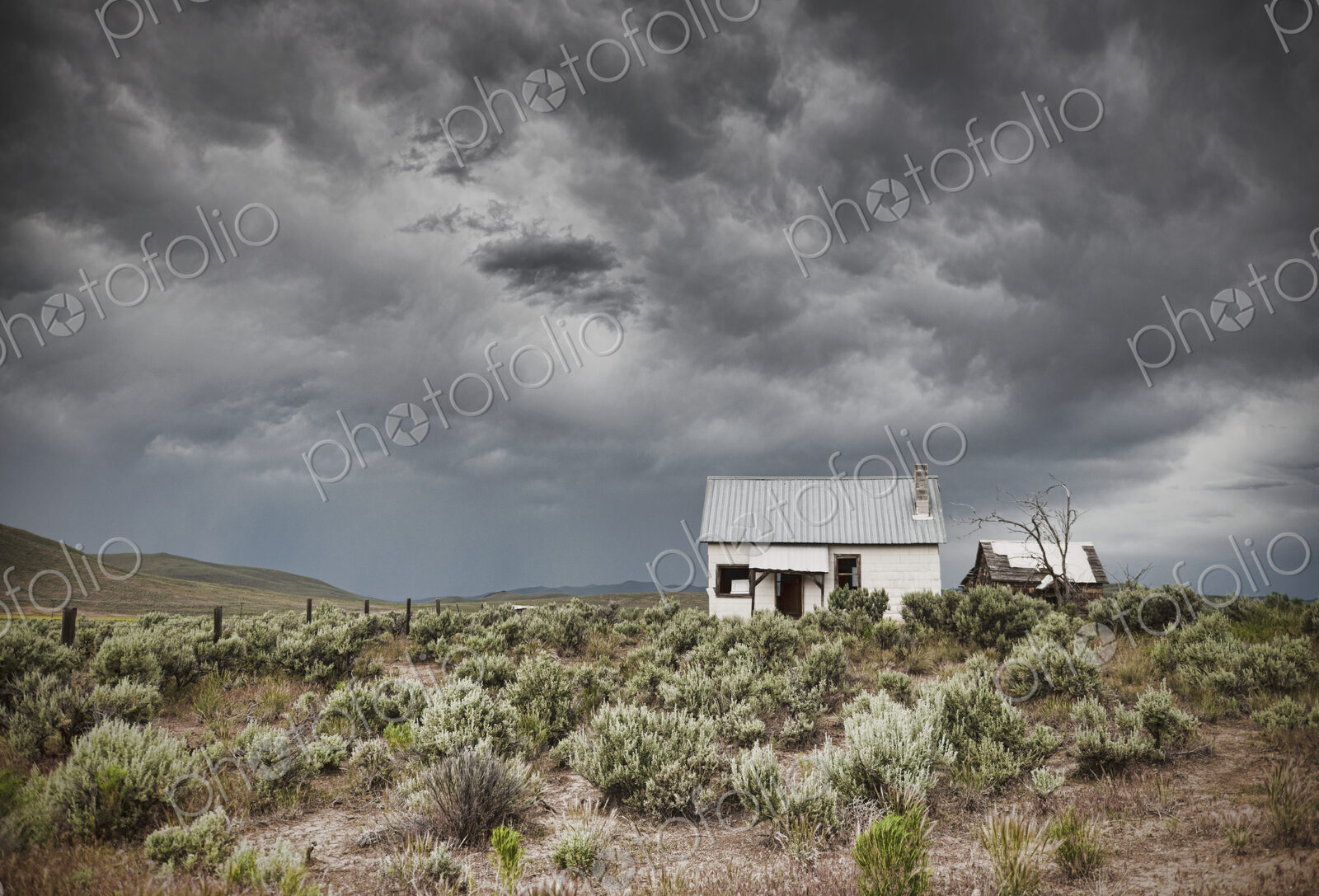 Abandoned Buildings Under a Dark Sky