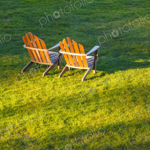 Adrinonak chairs on lawn, WA USA