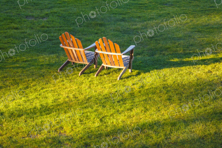 Adrinonak chairs on lawn, WA USA