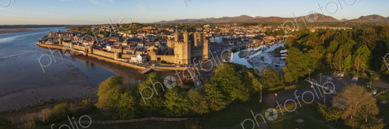 Aerial View of Caernarfon Castle and the Walled City