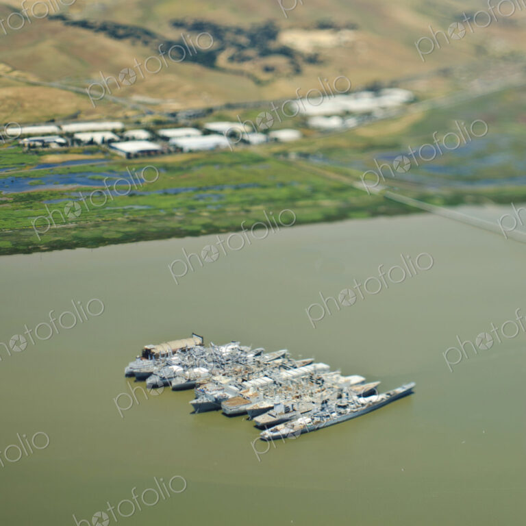 Aerial View of Military Ships