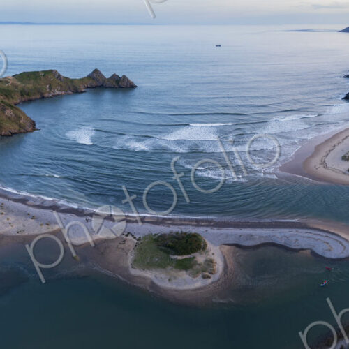 Aerial View of Three Cliffs Bay