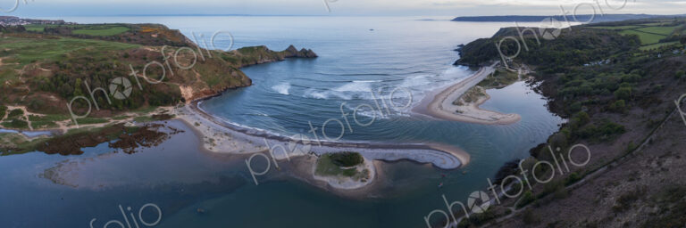 Aerial View of Three Cliffs Bay