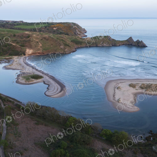 Aerial View of Three Cliffs Bay