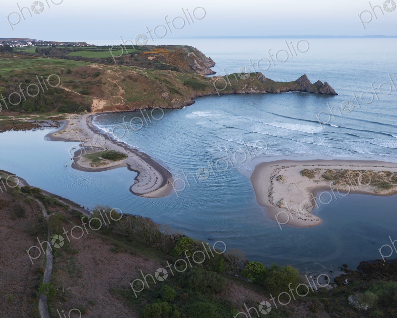 Aerial View of Three Cliffs Bay