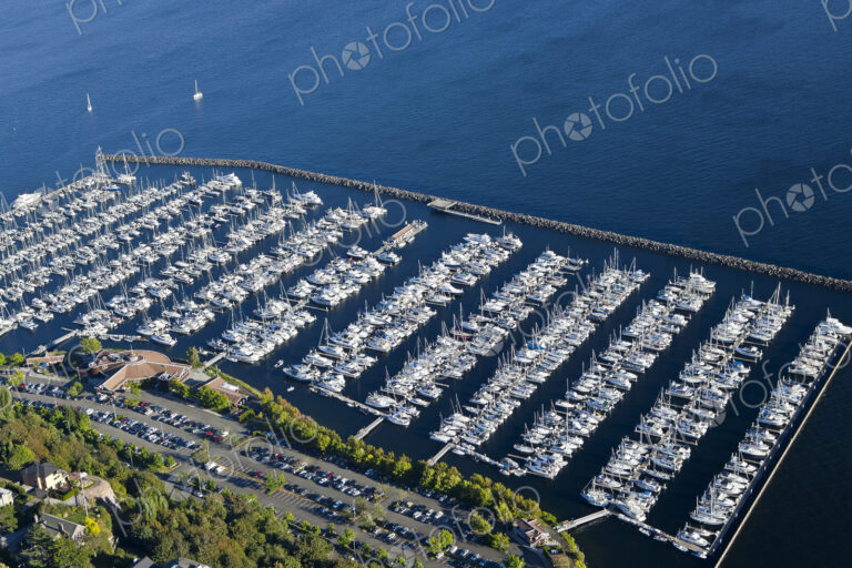 Aerial View of Yachts in a Marina