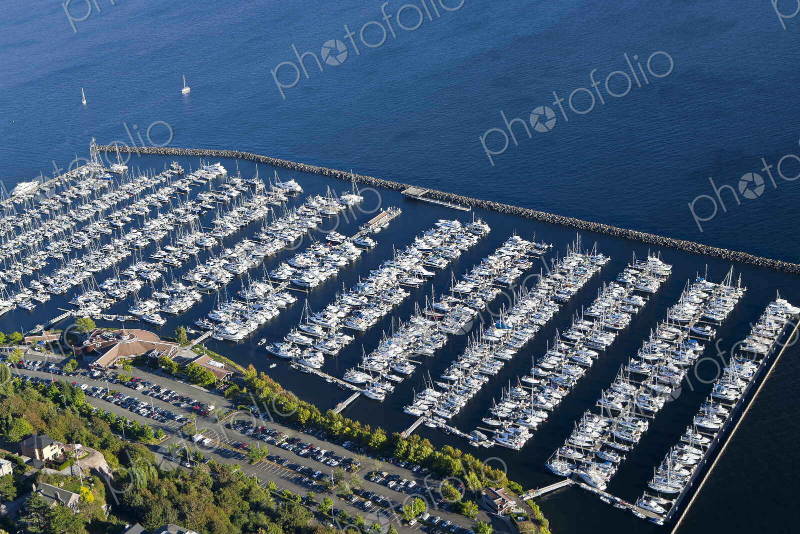 Aerial View of Yachts in a Marina
