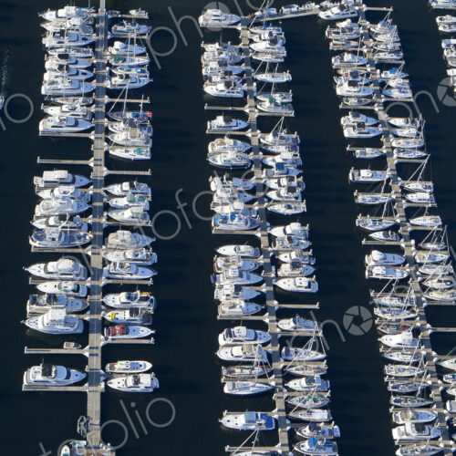Aerial View of Yachts in a Marina