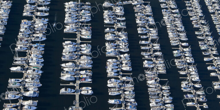 Aerial View of Yachts in a Marina